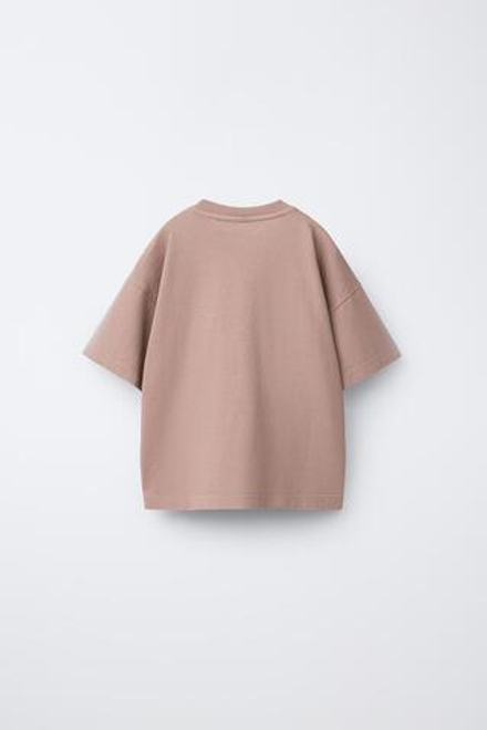 ZARA ОДНОТОННАЯ ФУТБОЛКА, РОЗОВЫЙ