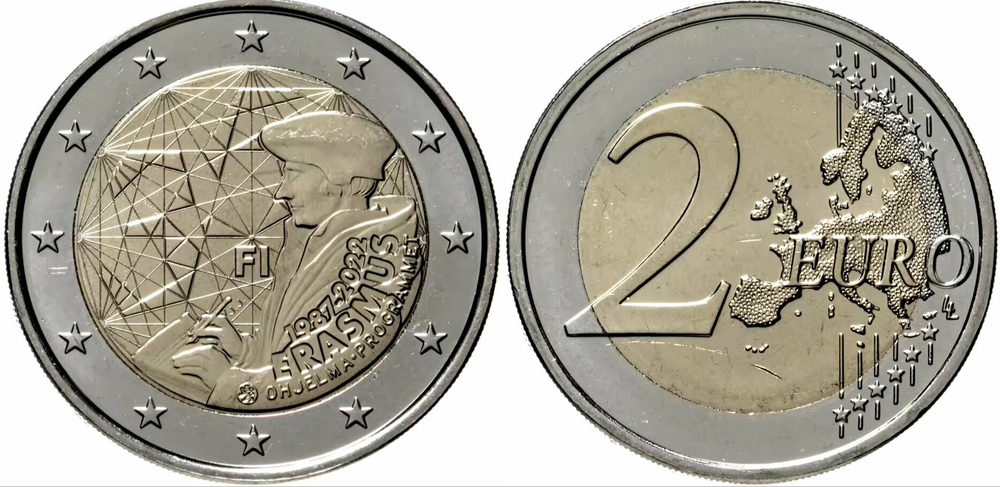Финляндия 2 евро, 2022 35 лет программе Эразмус