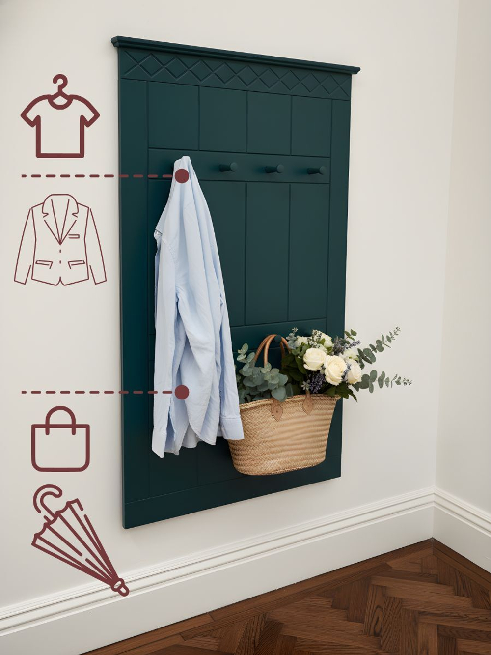 Вешалка настенная, 108х63, Индра, изумрудный, МДФ, Dipriz