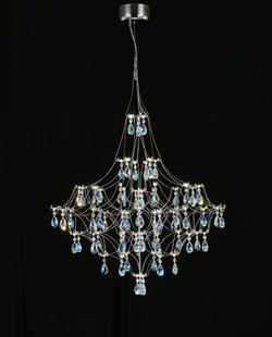 Подвесная люстра светодиодная с пультом и хрустальными подвесками K9 MyFar Allegria MR2641-66P-50СD