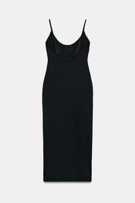 ZARA ПЛАТЬЕ МИДИ НА БРЕТЕЛЯХ, ЧЕРНЫЙ