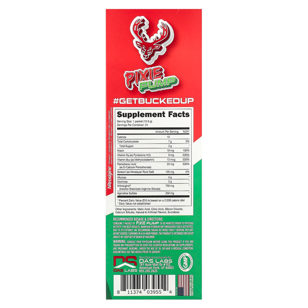 Bucked Up, Pixie Pump, арбуз, 24 палочки по 10,6 г (0,37 унции)