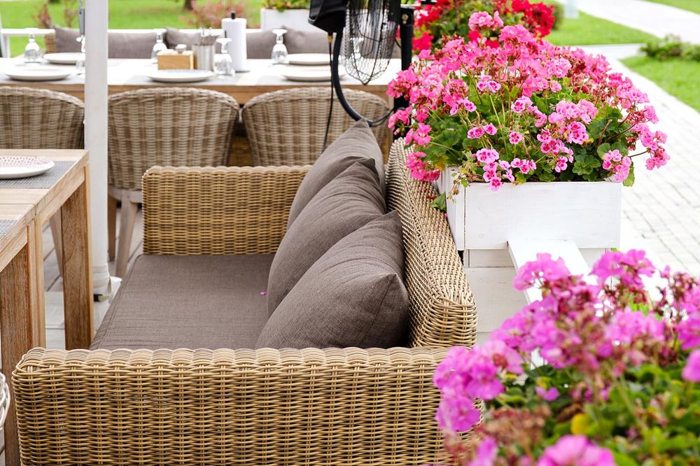 "Капучино" диван из искусственного ротанга трехместный, цвет соломенный