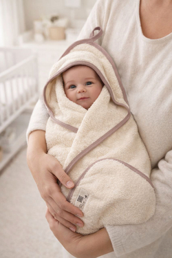 Махровая пеленка с уголком Кремовый