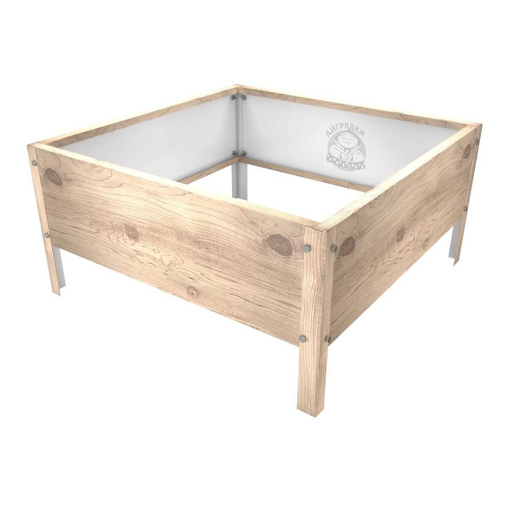 Клумба квадратная оцинкованная 1 ярус  Светлое дерево