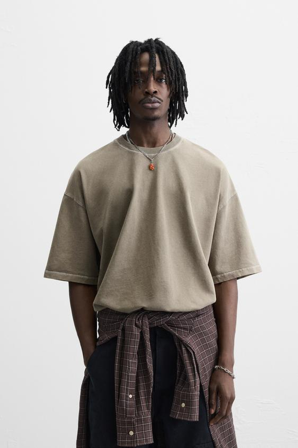 ZARA ТОЛСТОВКА RELAXED FIT С ЭФФЕКТОМ ПОТЕРТОСТИ, ТЕМНЫЙ ХАКИ