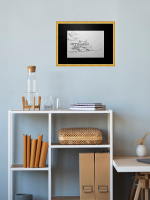 Картина, графика в паспарту 21х30 см на стену для интерьера "Хижины на сваях"