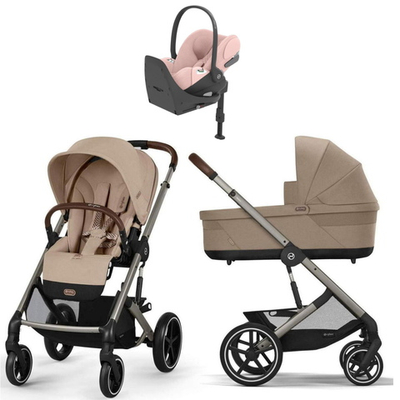 Коляска Cybex Balios S Lux TPE complete Cloud T Peach Pink Plus Base T 4 в 1 Almond Beige с дождевиками