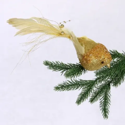 Украшение новогоднее «Изящная птица» 6*8 см, Золото