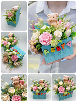 Букет из мыла для учителя Азбука