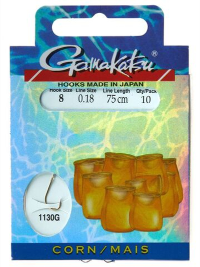 Крючки с поводком Gamakatsu Booklet CORN 1130G размер 08/0, 18мм 75см (упк.10шт.)