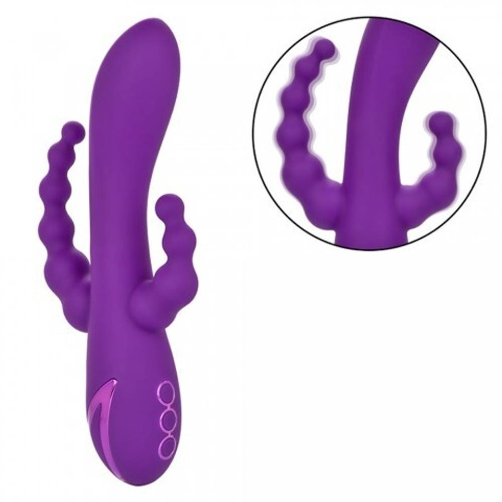 Вибромассажер с тройной стимуляцией CalExotics California Dreaming Long Beach Bootylicious (11.5 см х 3.25 см)