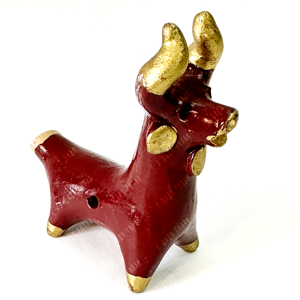 Абашевская игрушка-свистулька «Бык». Мастер Е.В. Соловьв.1991