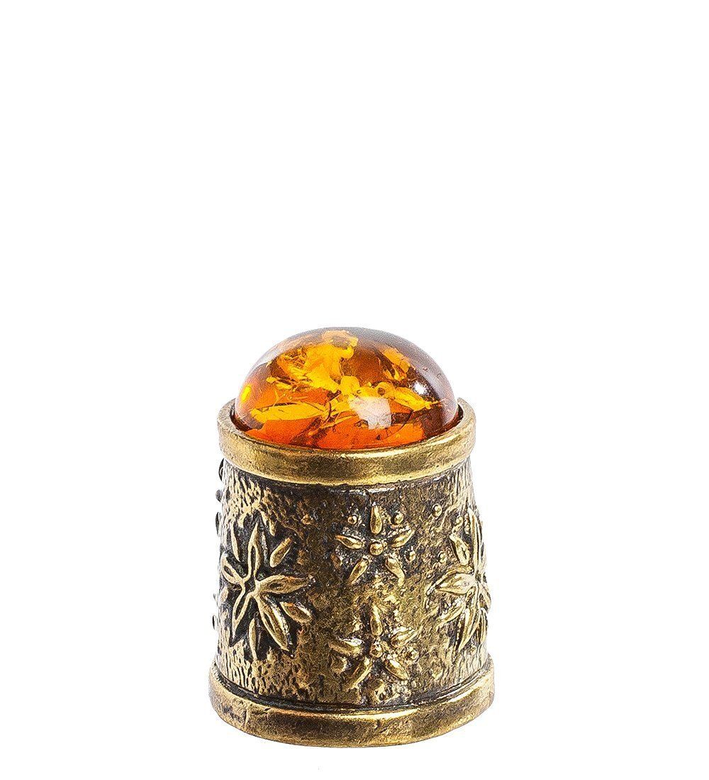 AM- 629 Наперсток «Хризантема» (латунь, янтарь)