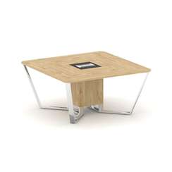 Steel Meet Стол переговорный квадратный MM-PR.B.SP-08 Тиквуд Светлый/Графит Глянец/Нержавеющая Сталь