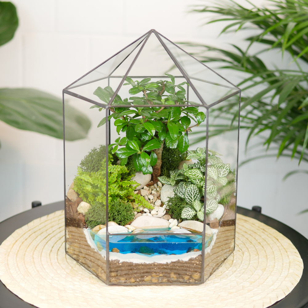 Флорариум бонсай Хижина с озером
