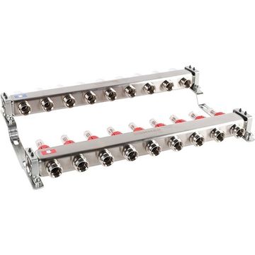 Коллектор Rommer 1"x3/4" на 9 контуров с расходомерами (нерж. сталь) RMS-1200-000009