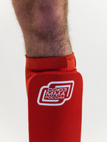 Защита голень-стопа эластичная ткань  TFG Союз ММА Red