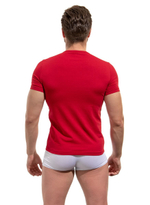 Мужская хлопковая футболка с V-образным вырезом горловины (Размер: L) (Цвет: темно-синий)