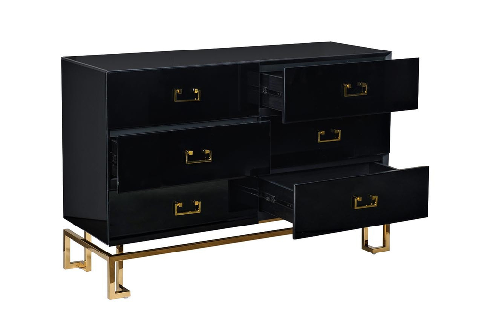 KFG057 Комод черный 6 ящиков 120*42*82см