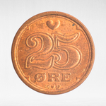 Denmark, 25 Øre - Margrethe II, 1990, VF