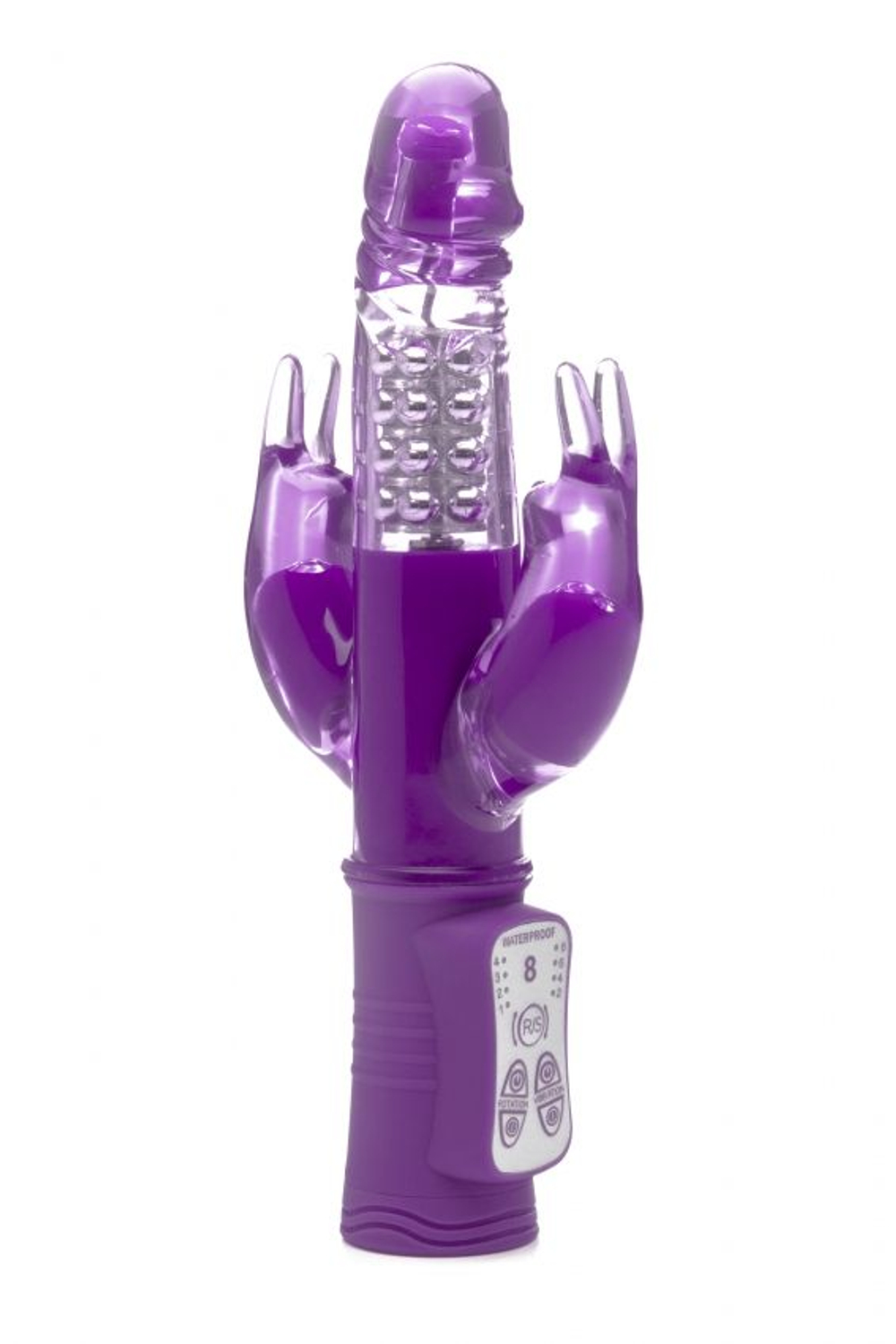 Фиолетовый вибратор Multiply с двумя отростками - 23,5 см. (Цвет: фиолетовый)