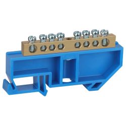 Шина ЭРА NO-222-45 N ноль на DIN-изоляторе ШНИ-6х9-8-Д-синий