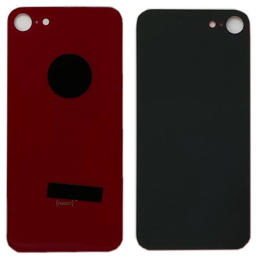 Задняя крышка для Apple iPhone 8 Красный (стекло, широкий вырез под камеру, логотип)
