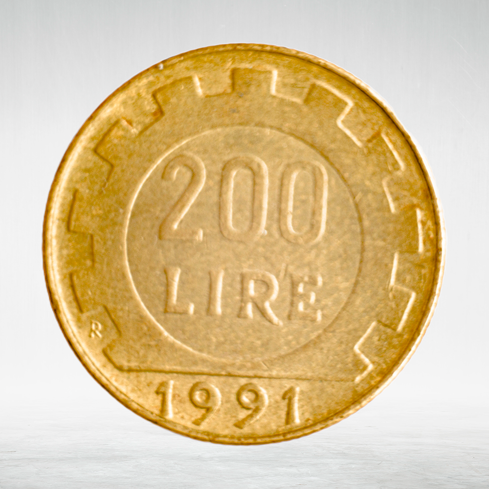 Italy 200 Lire 1991 R "Woman Head – Standard Issue", XF