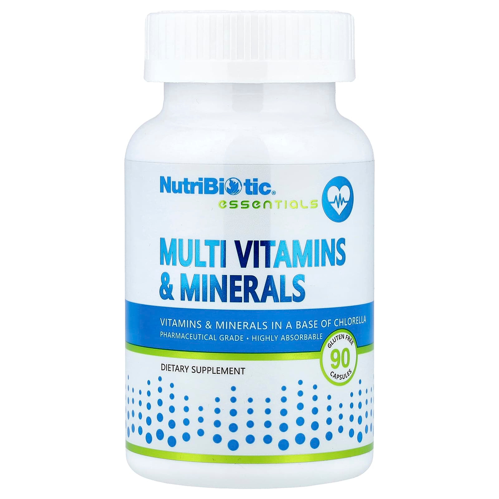 NutriBiotic, Essentials, мультивитамины и минералы, 90 капсул