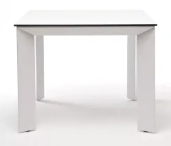 "Венето" обеденный стол из HPL 90х90см, цвет молочный, каркас белый