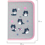Пенал BRAUBERG 1 отделение полиэстер 21х14 см "Cat patches" (2 штуки в упаковке)