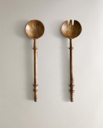 ZARA HOME СТОЛОВЫЕ ПРИБОРЫ ДЛЯ САЛАТА ИЗ ДЕРЕВА (2 ШТ.), СВЕТЛО-БЕЖЕВЫЙ