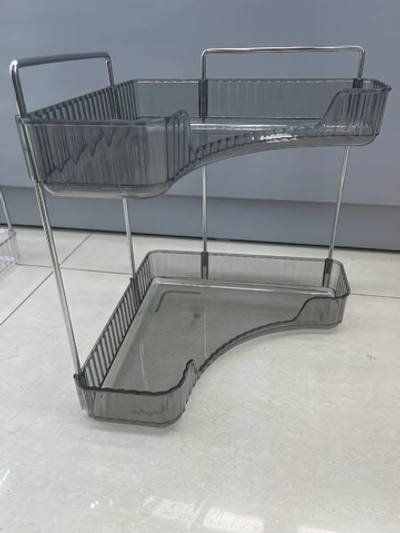 Полка для ванны угловая двойная «Фреш»серая 25,7х29,7х25,7см