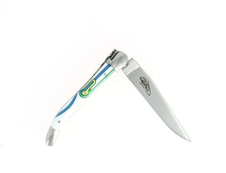 Folding knife, 11 cm blade, 2 stainless steel bolsters, shiny finish, acrylic handle, Sirius design