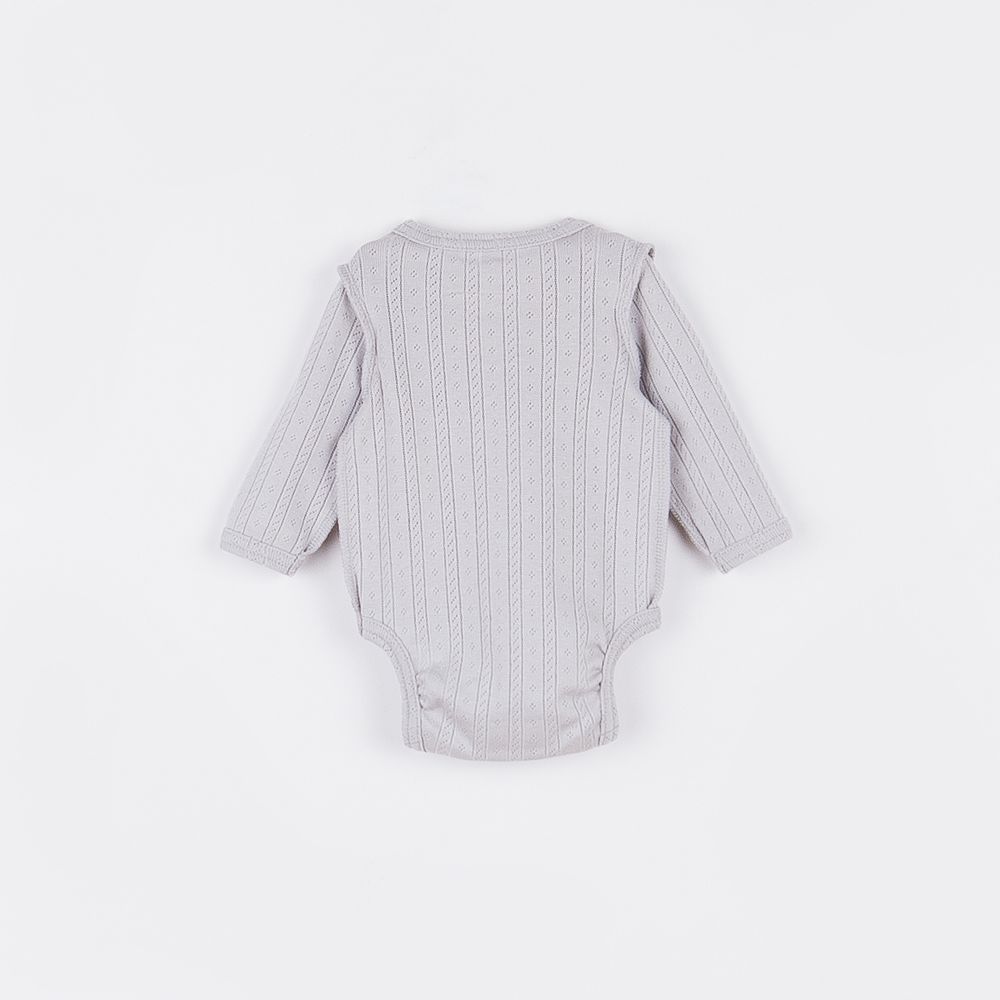 Боди с длинным рукавом "Жемчуг" из ажурного хлопка 0+