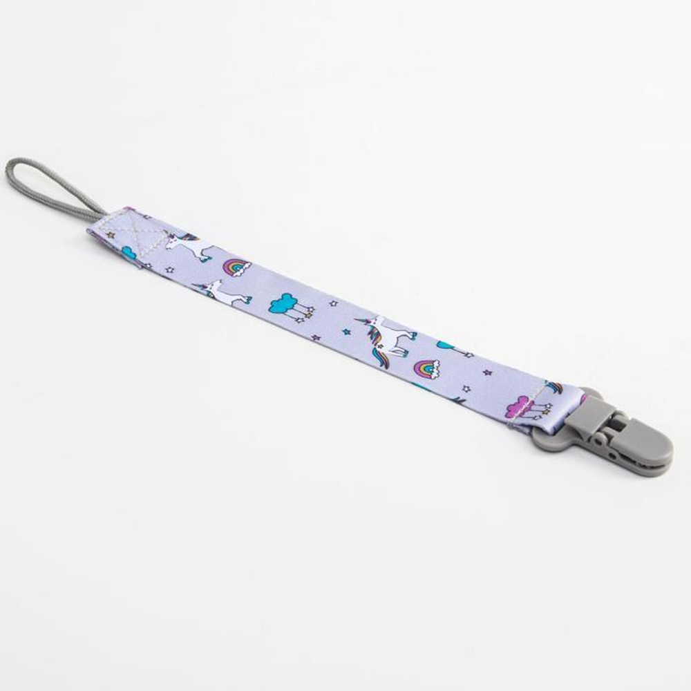 5421487 Держатель для соски - пустышки на ленте «Единороги»