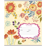 Тетрадь 12л., линия, Проф-Пресс, скрепка, блок офсет, мелован. картон "Яркие цветы на нежном фоне", 5 диз. в спайке