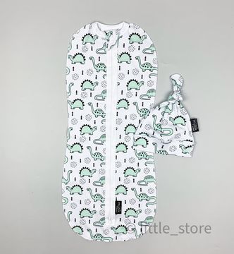 Пеленальный кокон и шапочка Динозавры