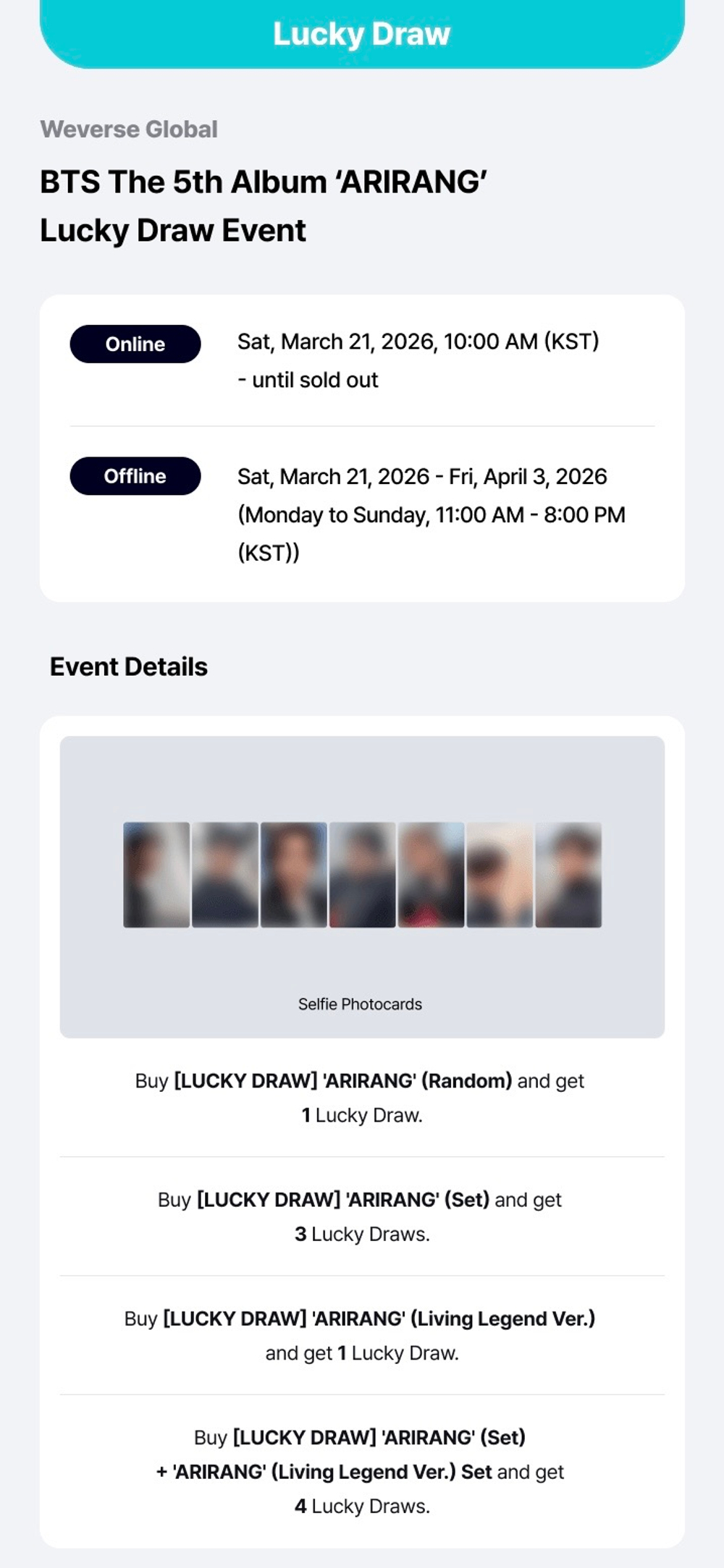 Альбом BTS - ARIRANG (Living Legend Ver.) (LUCKY DRAW)