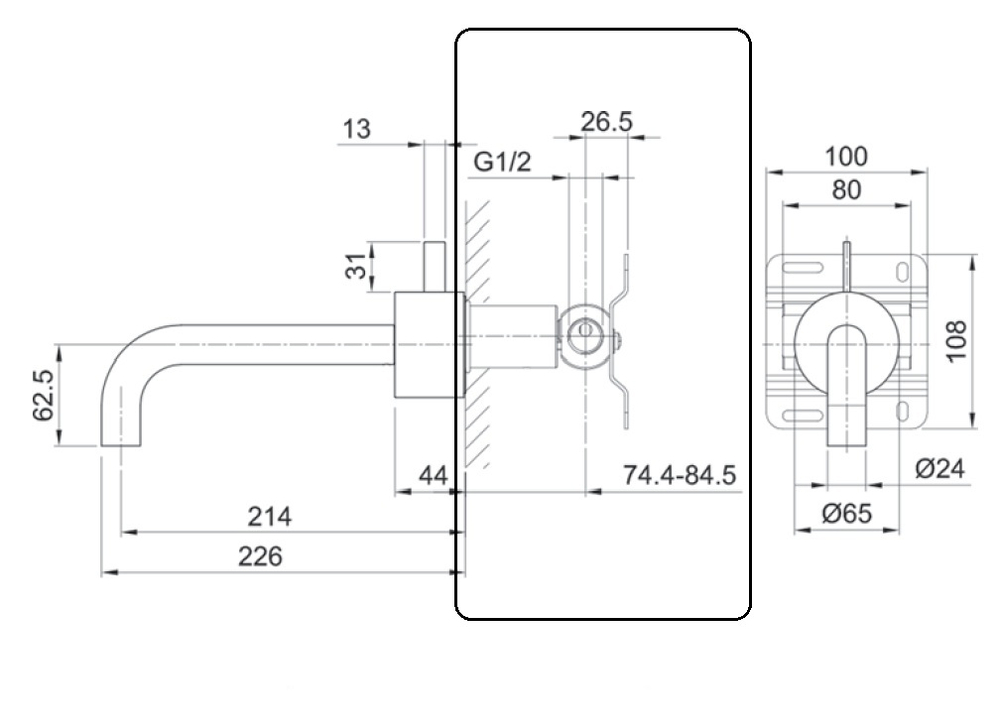 Fantini Встраиваемая часть смесителя на 1 отв. из стены для раковины 17 00 A513A