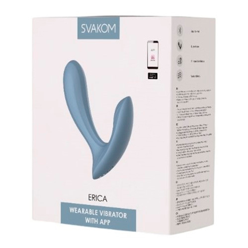 Голубой интерактивный вибратор для точки G Svakom Erica Dusty-Blue App-Controlled Wearable Vibrator SC015A-DB