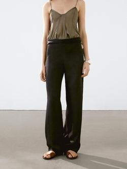 Massimo Dutti Брюки прямого кроя с поясом, черный