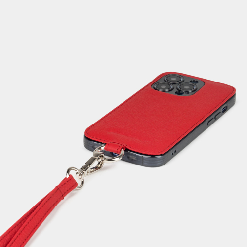 Чехол для iPhone 14 Pro из натуральной кожи теленка, красного цвета