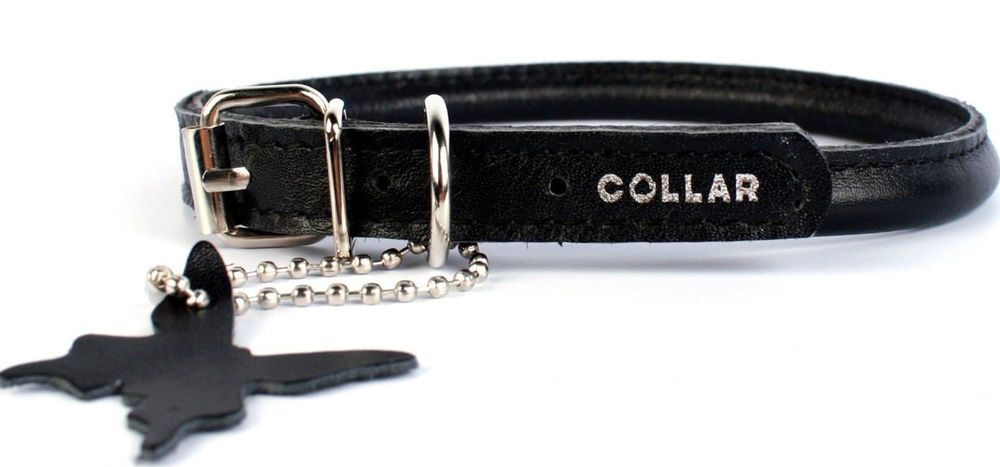 Ошейник "WAUDOG GLAMOUR" круглый (диаметр 8мм, длина 20-25см), черный