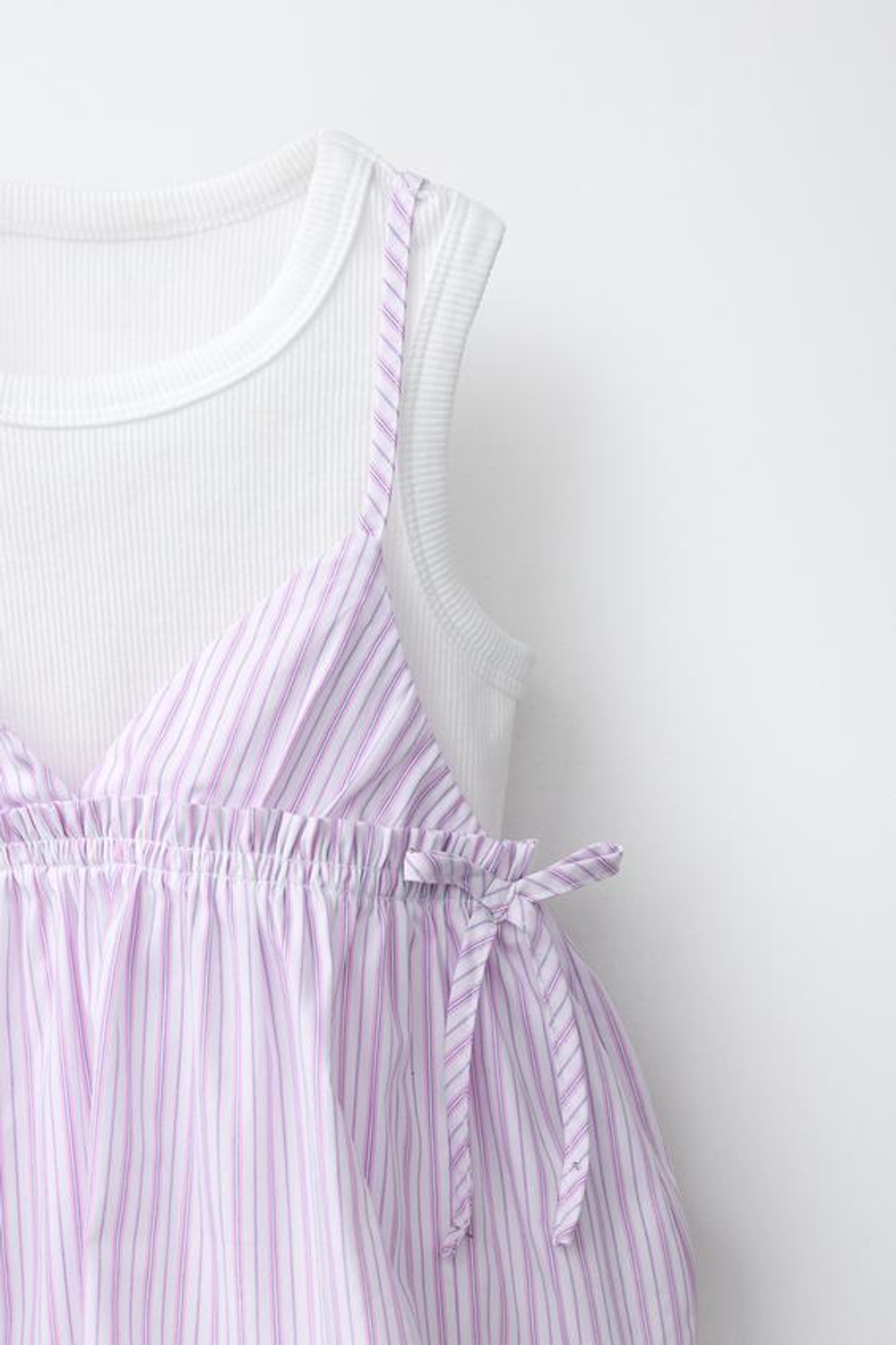 ZARA ТОП В ПОЛОСКУ С ФУТБОЛКОЙ В РУБЧИК, РОЗОВЫЙ