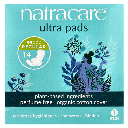 Natracare, Ultra, прокладки с поверхностью из органического хлопка, Regular, 14 шт.