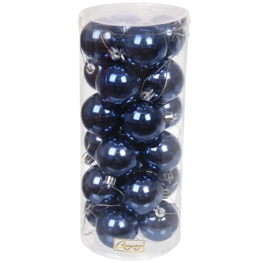 Новогодние шары 5 см (набор 24 шт) «Глянец», сапфир