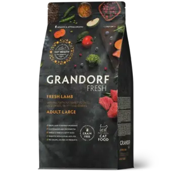 Сухой корм GRANDORF CAT Lamb LARGE беззерновой, ягненок с бататом для взрослых кошек крупных пород чувствительное пищеварение или склонность к аллергии 8кг