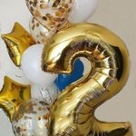 Шар (40"/102 см) Цифра, 2, Золото, 1 шт. в упак.